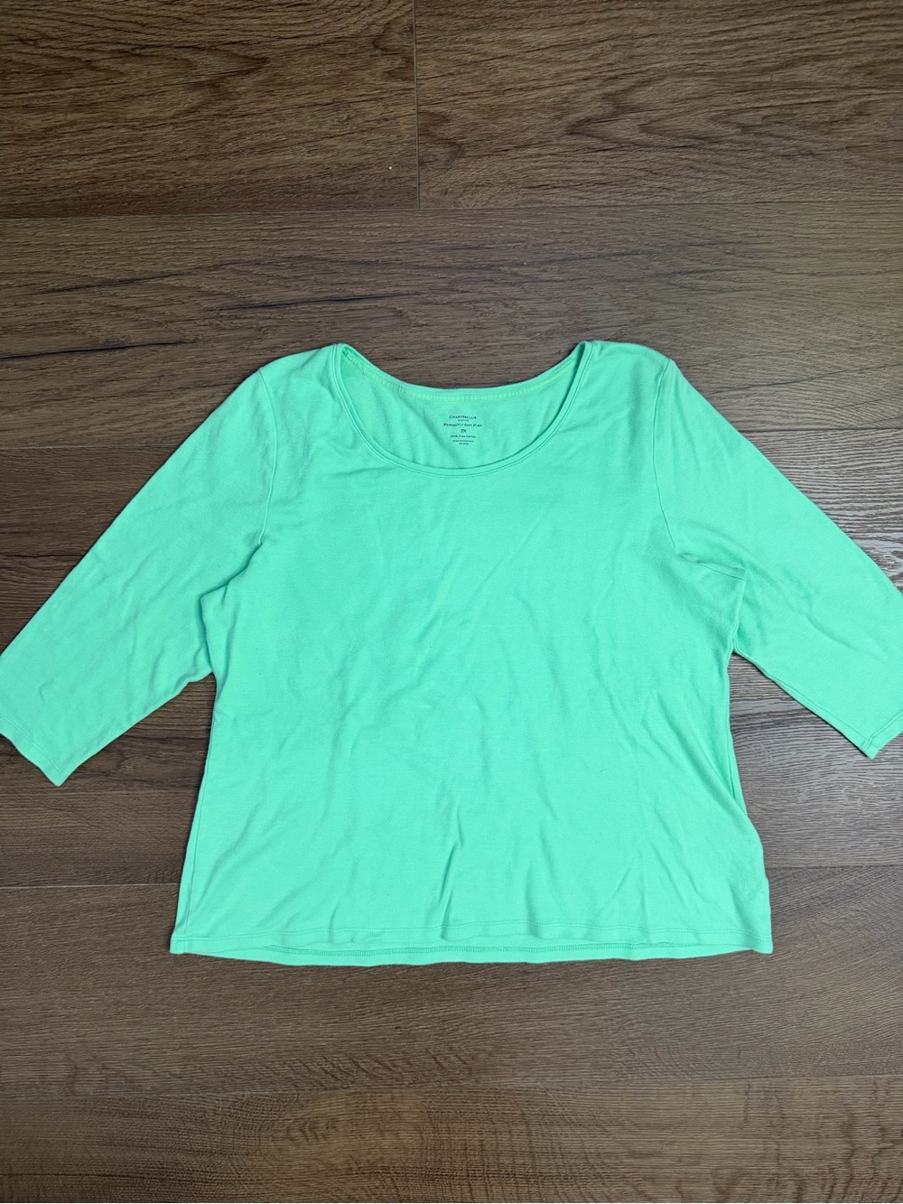 Charter Club Mint Green Scoop Neck Long Sleeve Top